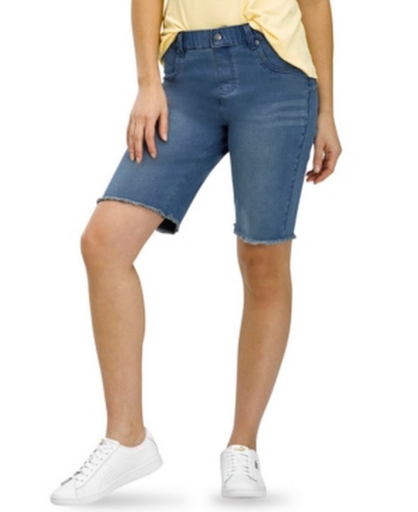 Hue Ultra-Soft Denim High Rise Bermuda Shorts, Size Large