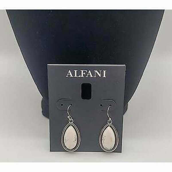 Alfani Women's Silver-Tone Stone Teardrop Drop Earrings