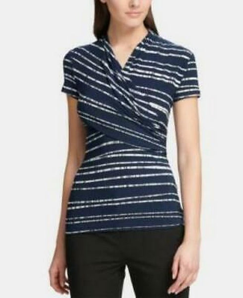 Dkny Women's Ruched Striped Top