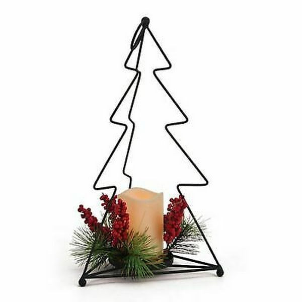 Elements 16-Inch Christmas Tree Lantern with LED Candle