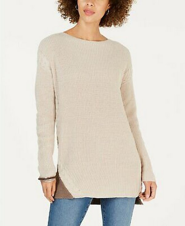 Style & Co Cable-Trimmed High-Low Tunic Sweater