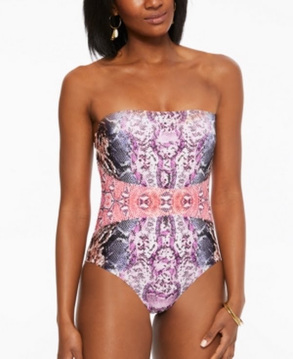 Bar III Multi Mixed Messages Printed One-Piece Swimsuit, Us Small