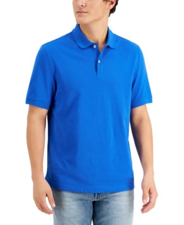 Clubroom Mens Blue Classic Fit Button Down Cotton Polo, Size Small