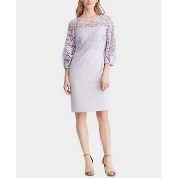 Lauren Ralph Lauren Lace-Trim Jersey Dress, Size 2
