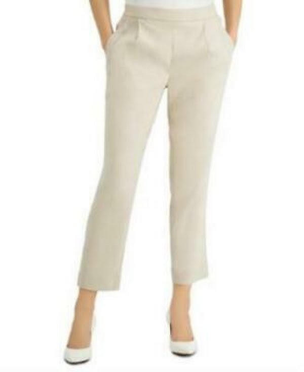 Alfani Womens Linen Slim Ankle Pants, Size Medium