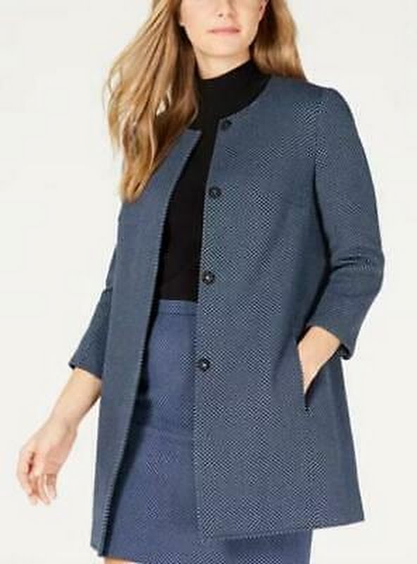 Anne Klein Tweed 3/4-Sleeve Topper Jacket, Size 6
