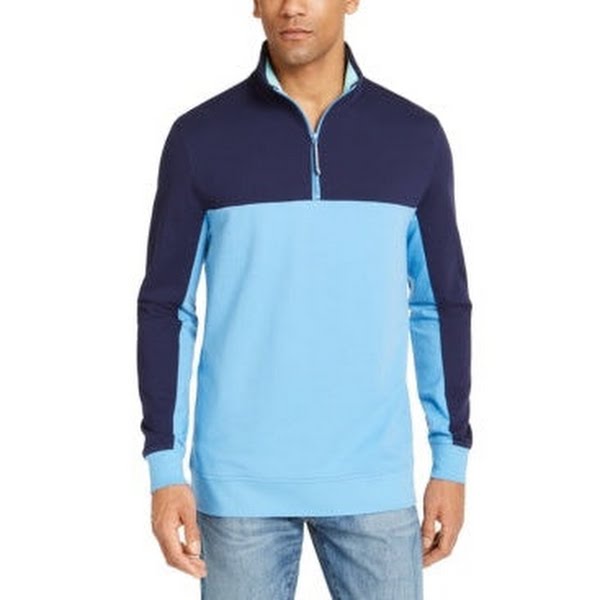 Club Room Mens Colorblocked 1/4-Zip Fleece Sweatshirt