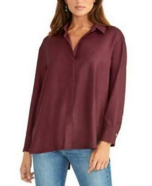 Rachel Rachel Roy Womens Najla Button Down Collared Blouse, Size Large