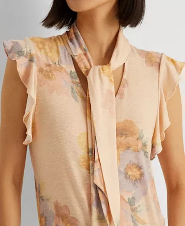 Lauren Ralph Lauren Women’s Floral Tie Neck Top