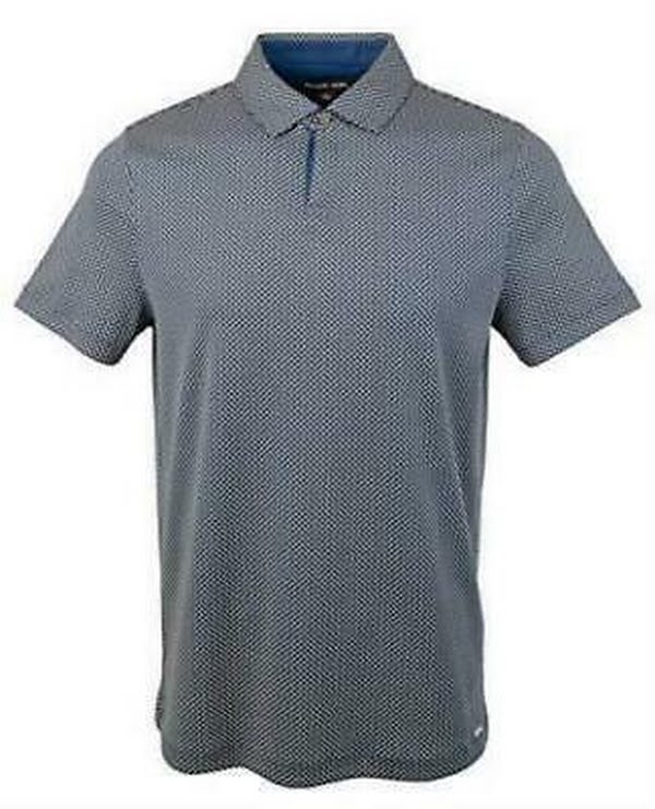 Michael Kors Mens Printed Interlock Polo Shirt, Size Medium