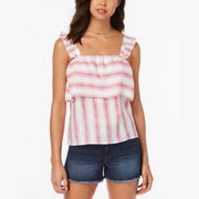 Almost Famous Juniors Striped Ruffle-Trimmed Tank Top