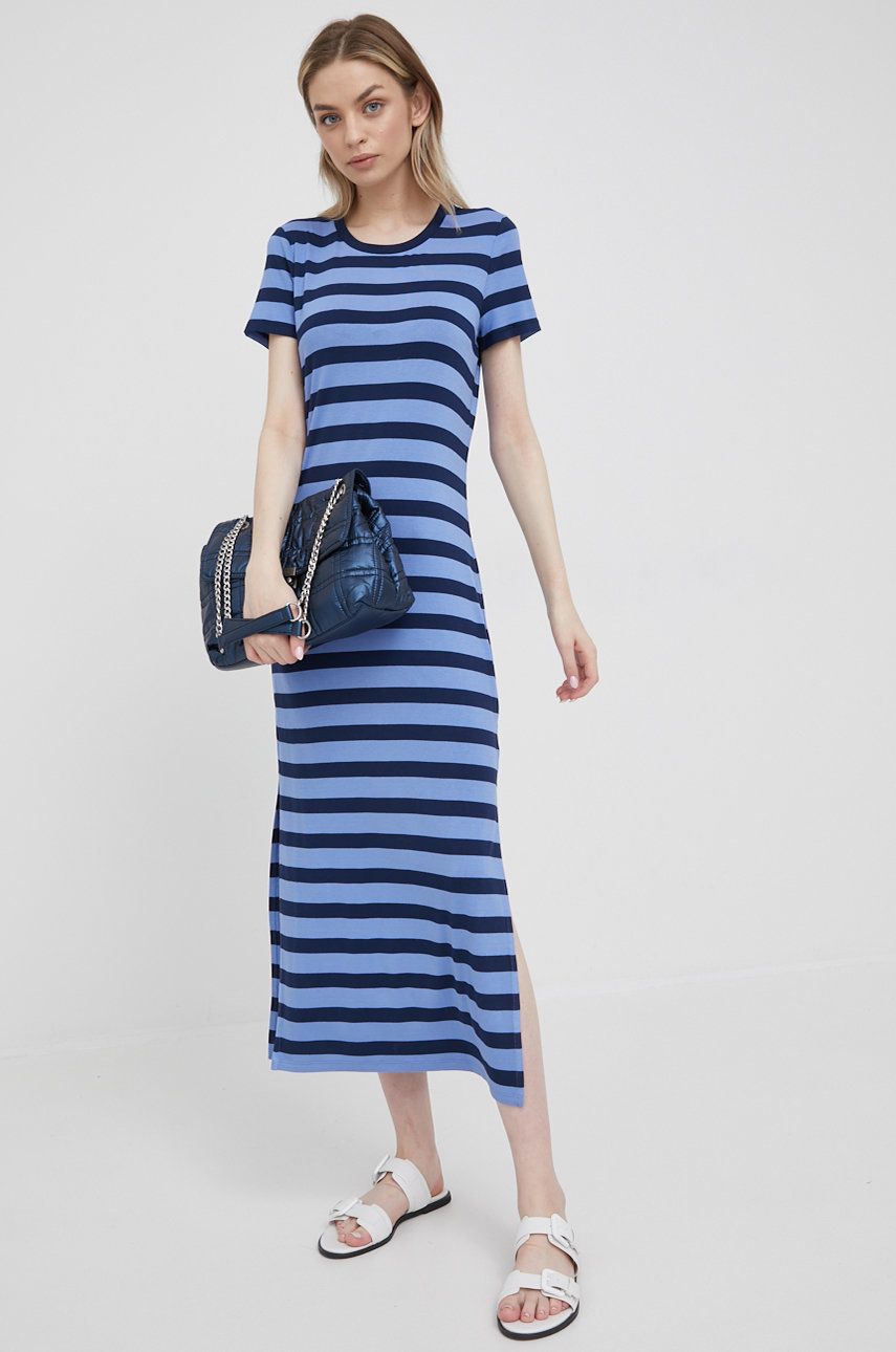 Lauren Ralph Lauren Womens Striped T Shirt Dress Keel Blue, Size XL