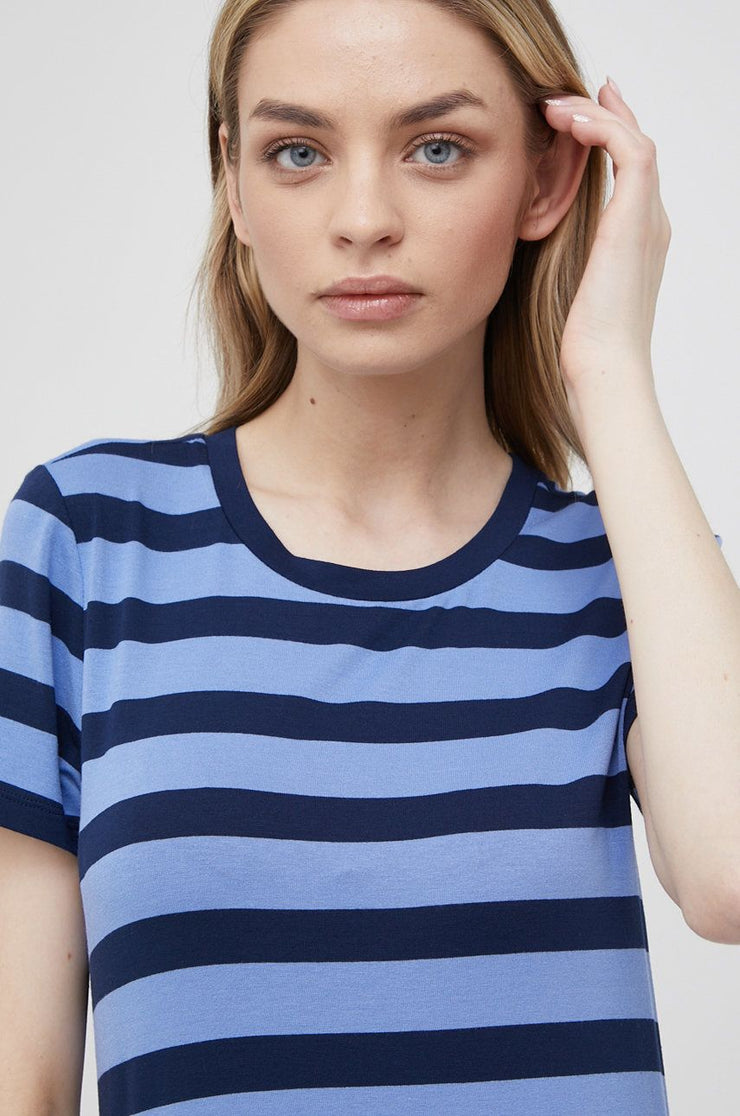Lauren Ralph Lauren Womens Striped T Shirt Dress Keel Blue, Size XL