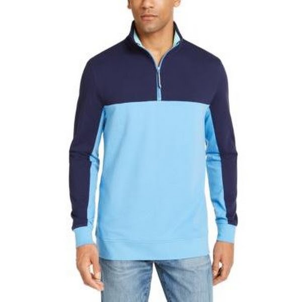 Club Room Mens Colorblocked 1/4-Zip Fleece Sweatshirt