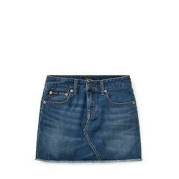 Polo Ralph Lauren Big Girls Denim 5 Pocket Mini Skirt Frayed Hem