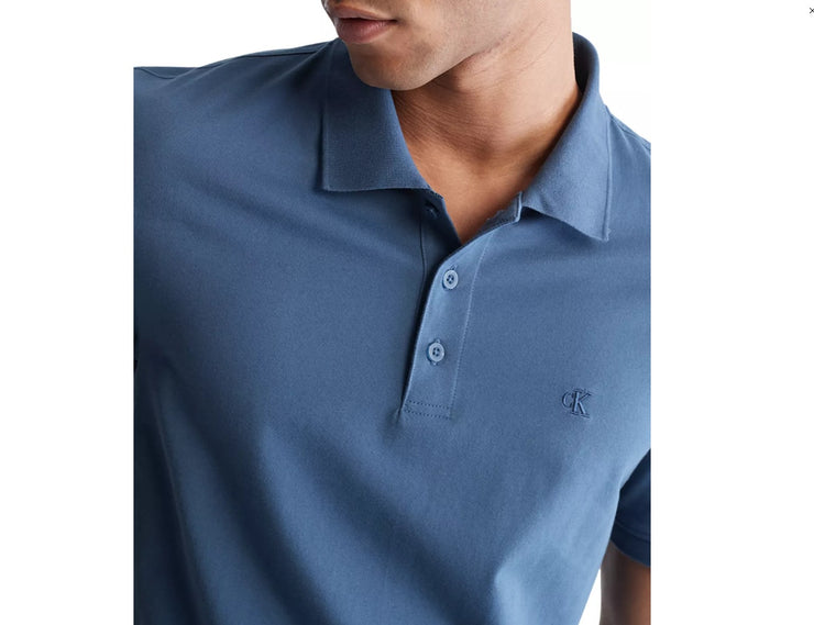 Calvin Klein Mens Regular-Fit Smooth Cotton Monogram Logo Polo Shirt, Size Smal
