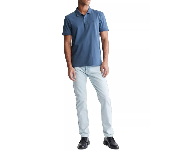Calvin Klein Mens Regular-Fit Smooth Cotton Monogram Logo Polo Shirt, Size Small