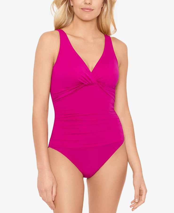 Beach Club Solid Twist One-Piece Swimsuit, Size 10