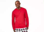 Family Pajamas Mens Knit Henley Pajama Top, Size S