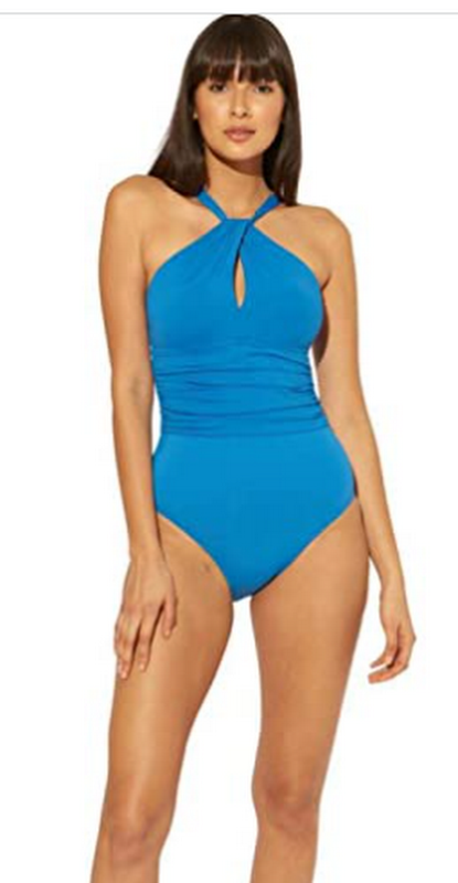 Bleu Rod Beattie High-Neck Keyhole One-Piece Swimsuit, Size 4