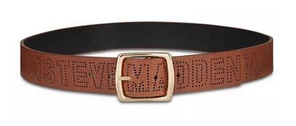 Steve Madden Perforated Logo Pants Belt, Size Medium