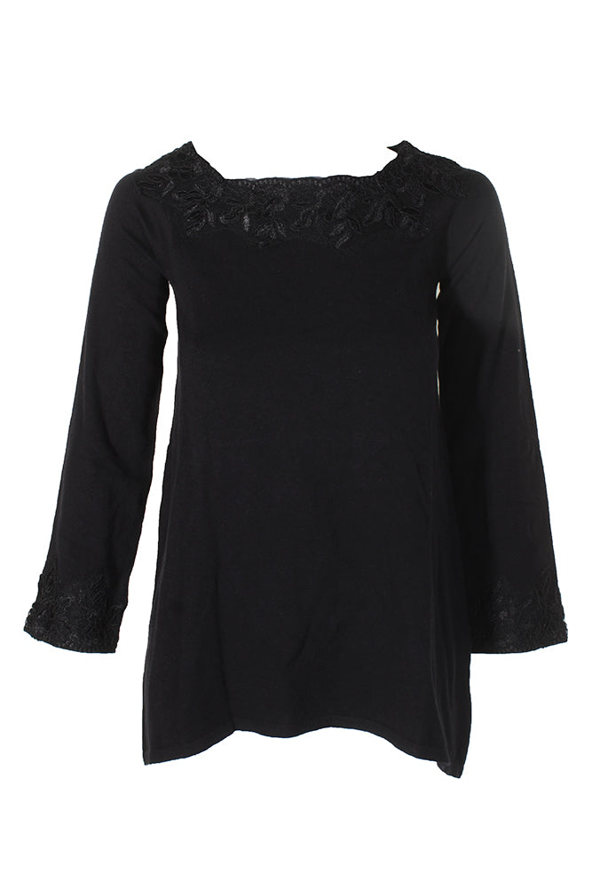 Style & Co Petite Lace Hem Tunic Sweater