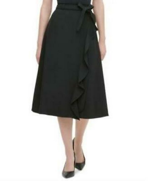 Calvin Klein Ruffled Faux-Wrap Skirt