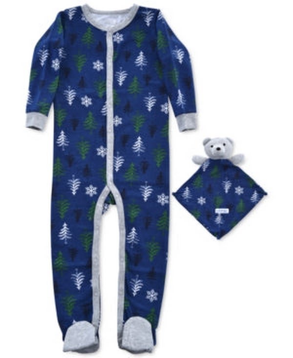 Max & Olivia Baby Boys 2-Pc. Footie Pajama and Blankie