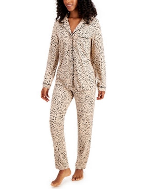 Alfani Womens Ultra-Soft Printed Pajama Set, Size 1X