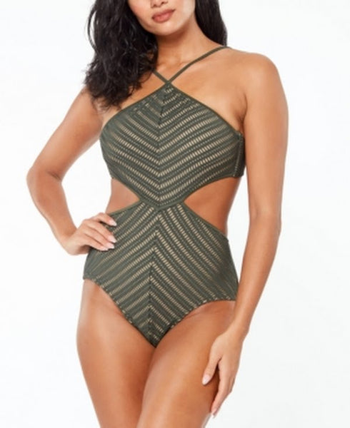 Bar III High-Neck Crochet Monokini Swimsuit