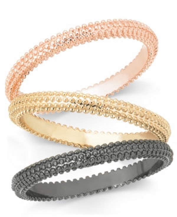 International Concepts Tri-Tone 3-Pc. Set Textured Stackable Rings
