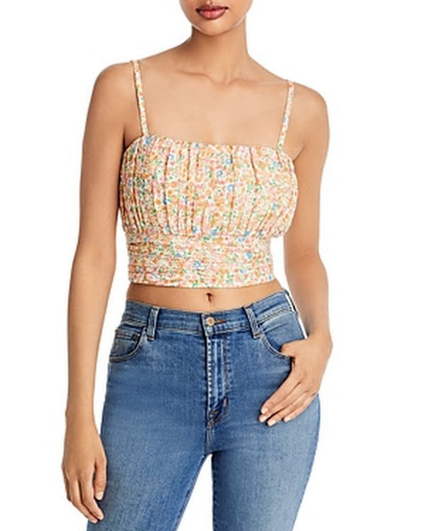 Aqua Cotton Printed Cropped Top