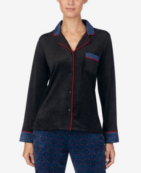 DKNY Notch-Collar Pajama Top