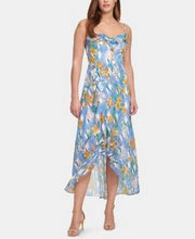 Kensie Women's Maxi Floral Ruffled Trim Dress, Blue, Various Sizes