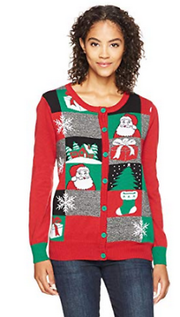 Ugly Christmas Sweater Women's Xmas Patchwork Cardigan, Various Sizes