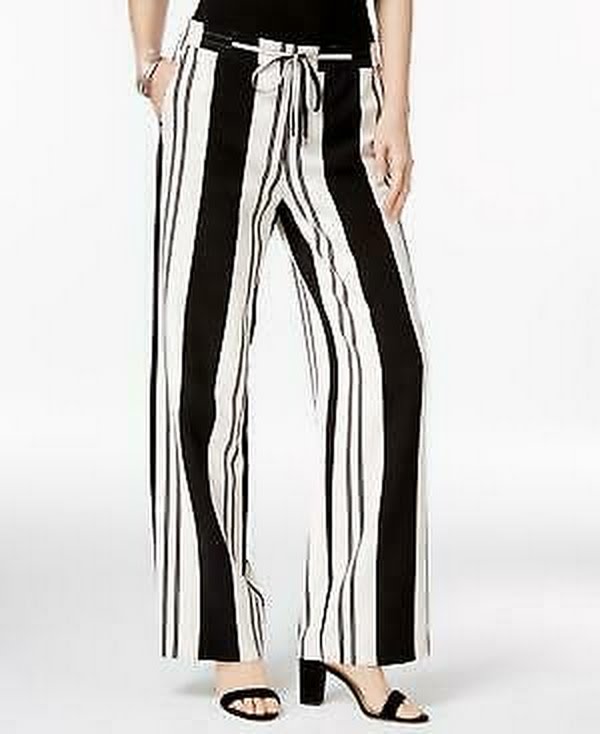 INC Womens Plus Striped Tie Front Wide Leg Pants, Size 16