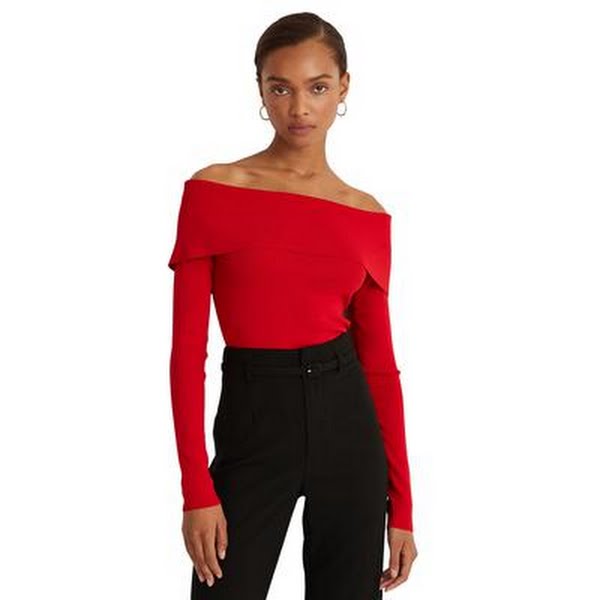 Lauren Ralph Lauren Off-the-Shoulder Sweater – Lipstick Red