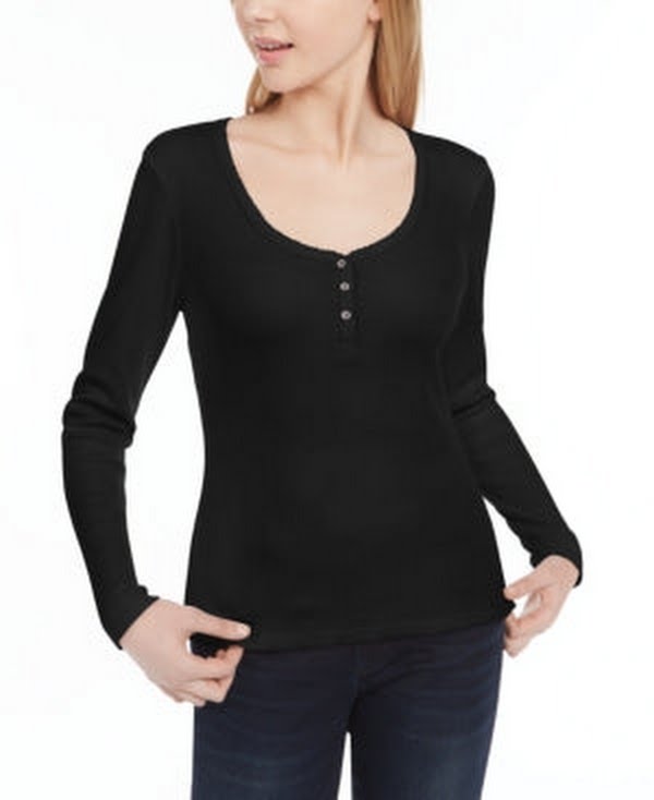 Ultra Flirt Juniors Scallop-Edge Henley Top