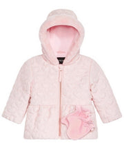 S Rothschild & Co Baby Girls Quilted-Heart Hooded Jacket & Mittens
