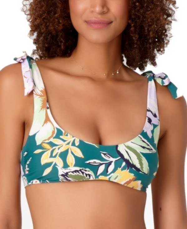 Studio Anne Cole Printed Scoop-Neck Shoulder-Tie Bikini Top