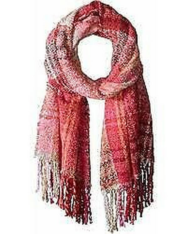 Echo Lofty Plaid Fringe Scarf - Red, Size 20 X 70