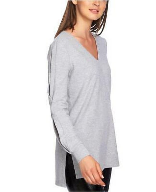 1.State Womens Split-Sleeve V-Neck Top, Size Medium