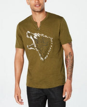 Inc Mens Studded Wolf T-Shirt, Dark Olive, Size Large