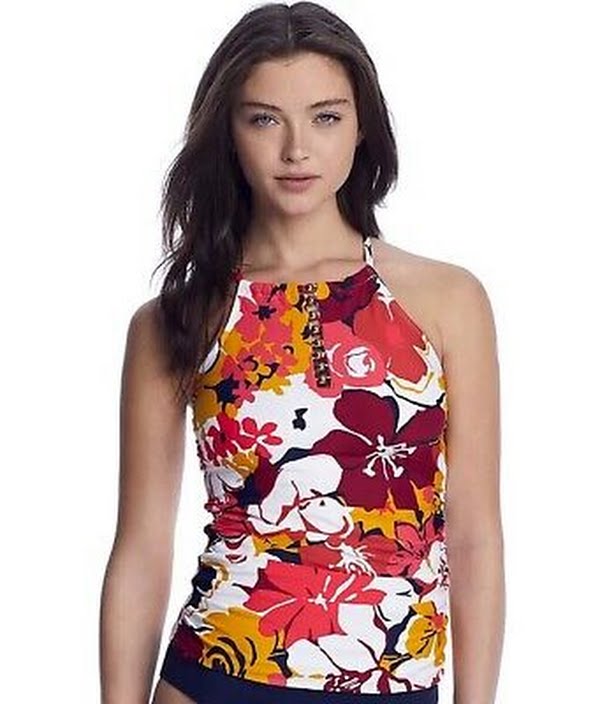 Anne Cole Signature Womens Wallflower High-Neck Tankini Top