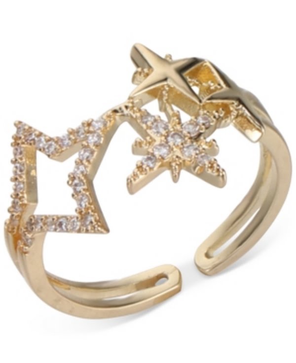 Inc International Concepts Gold-Tone Pave Star Open Ring, Size 7