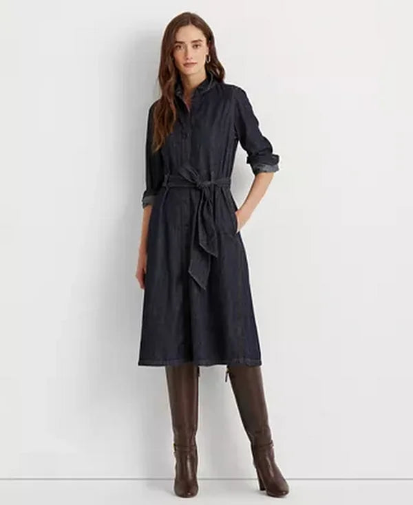 Lauren Ralph Lauren Denim A-Line Shirtdress – Dark Rinse Wash