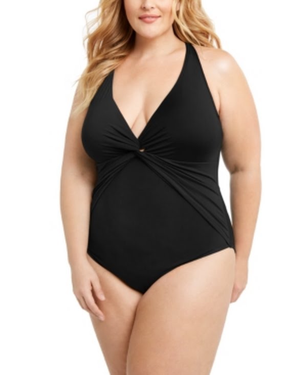 Bleu by Rod Beattie Trendy Plunging Halter One-Piece Swimsuit