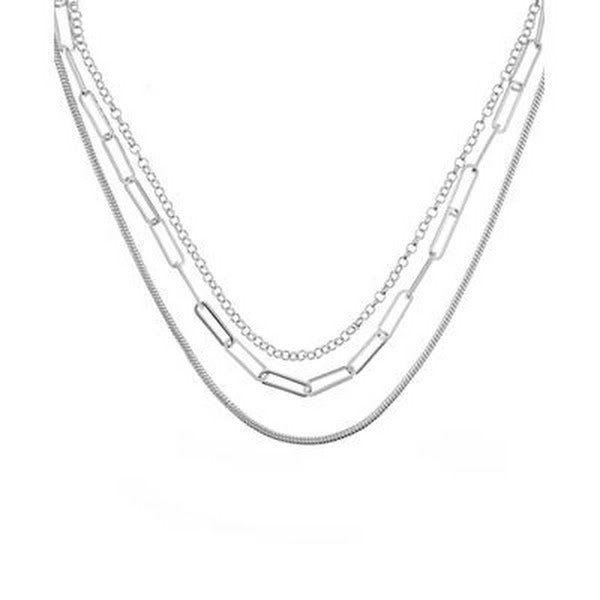 And Now This Triple Row 16 Chain Necklace in Silver Plate