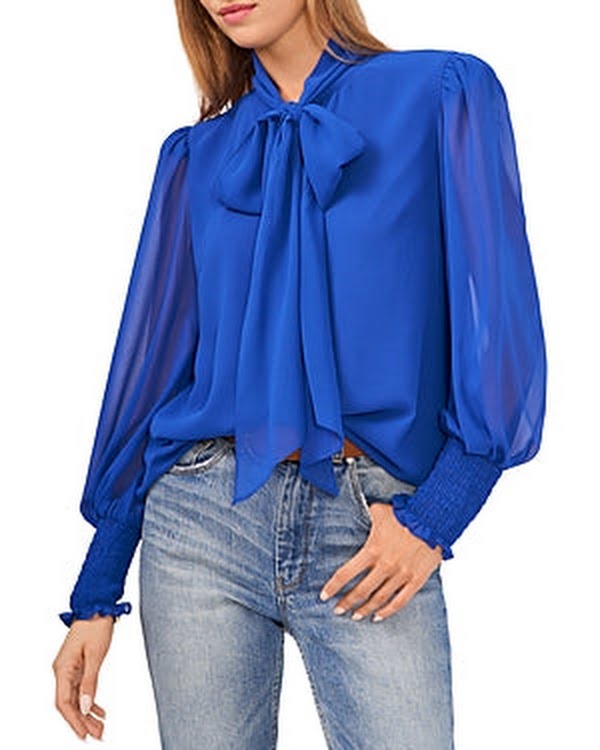 Vince Camuto Tie Neck Blouse, Size XS