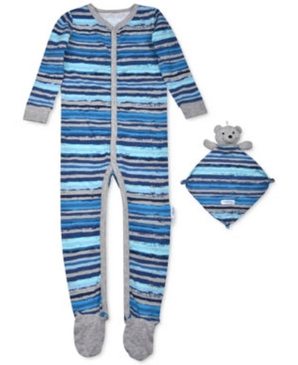 Max & Olivia Baby Boys 2-Pc. Footie Pajama and Blankie